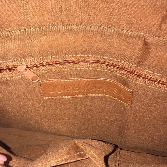 EUC Comsi:Comsa Faux Leather Zip Handbag,Caramel - Picture 3 of 5